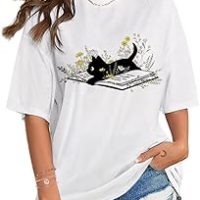 Flafens T Shirts for Women Graphic Tees Cute Shirts Cotton Fit Short Tshirts