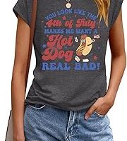 4th of July Shirts for Women American Flag 1776 Graphic Tees Casual Cap Sleeve USA Patriotic Tops