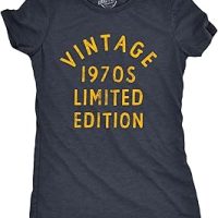 Womens Vintage 1970s Limited Edition T Shirt Funny Cool 1970 Theme Classic Tee for Ladies